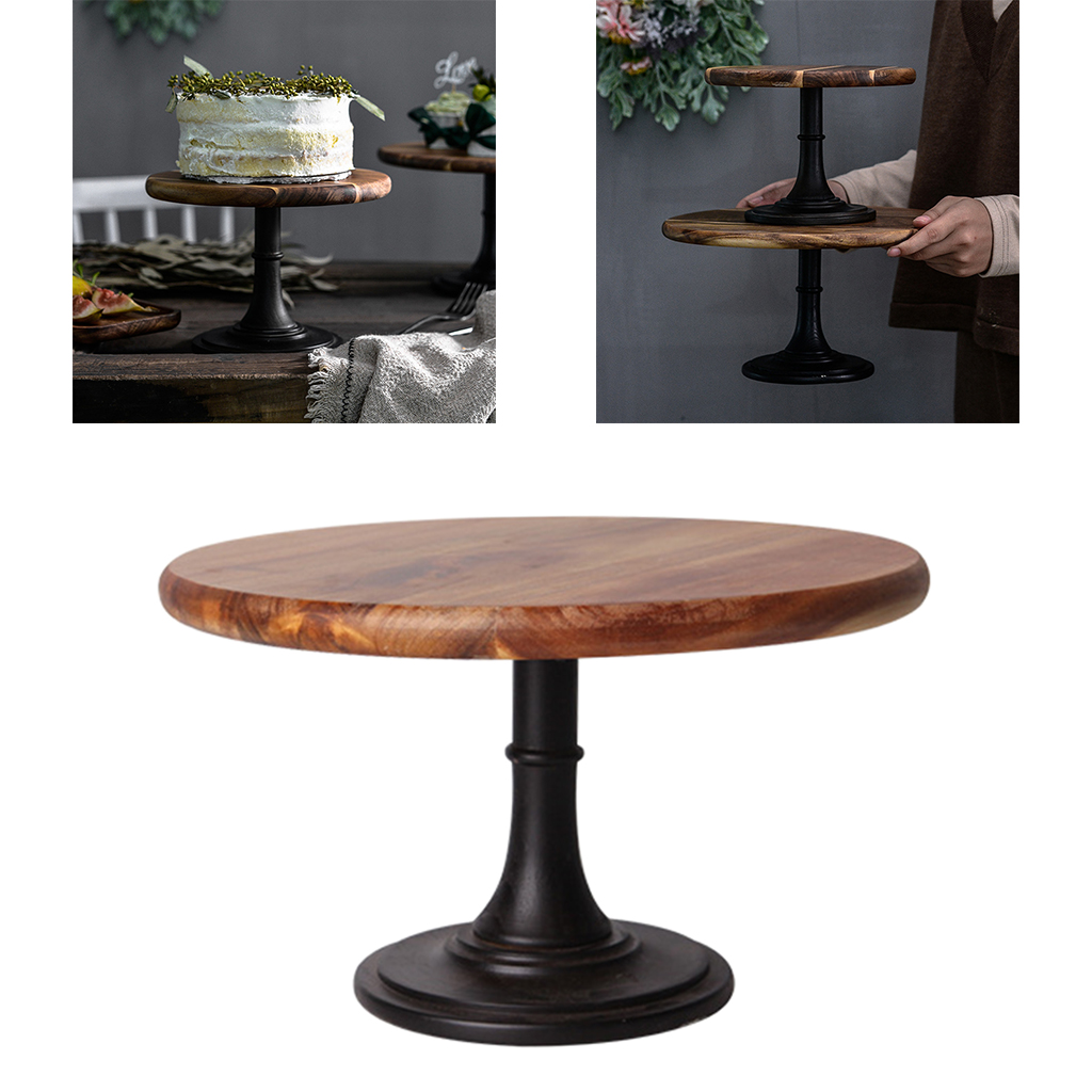 Wood Cake Stand Pedestal Dessert Round Holder Wedding Party Birthday Small Cupcake Tall Table Bases Plates Display