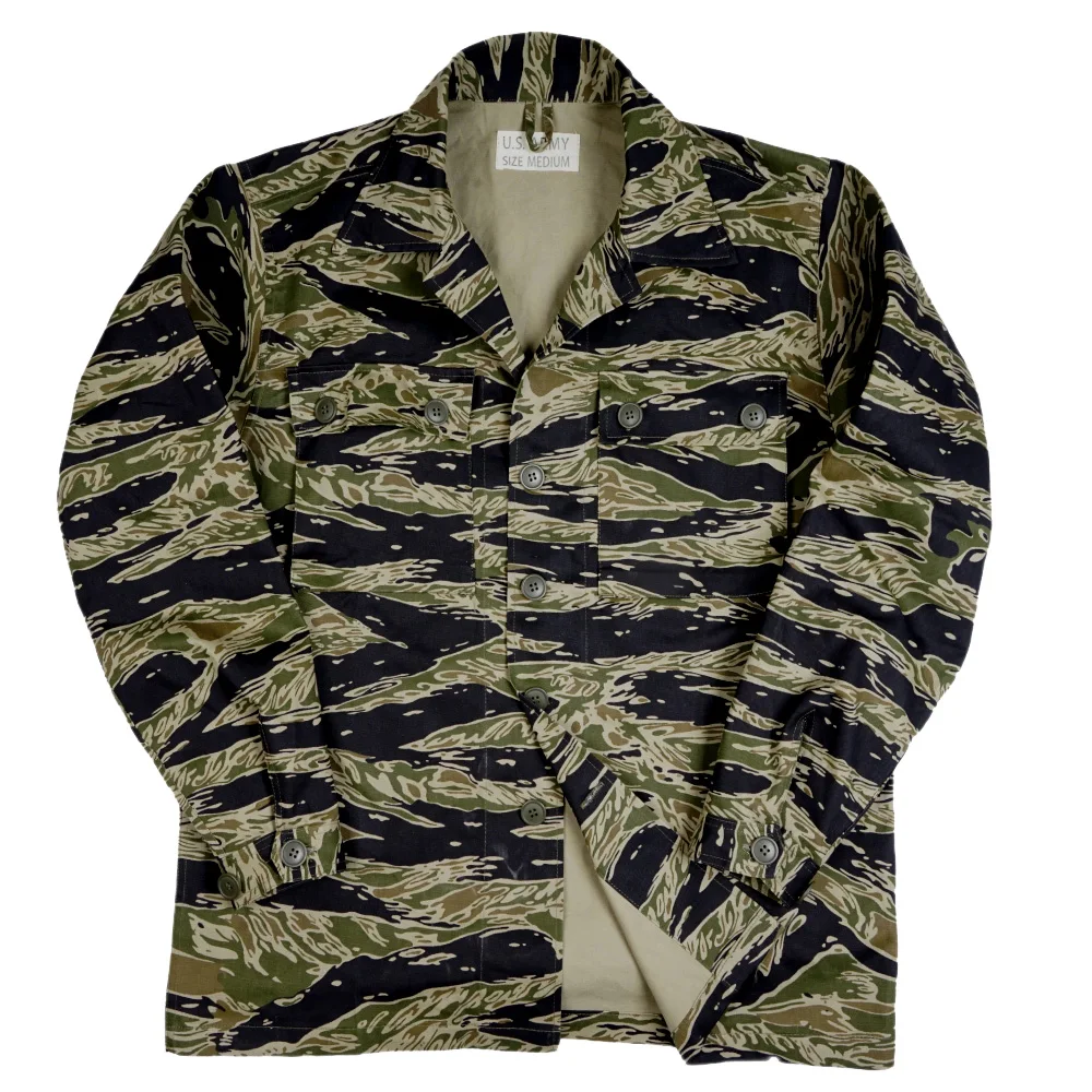 TCU Jacket Vietnam Tiger Stripes Military Shirt  Retro WW2 Tactical Workout Camo Combat Field Running Coat sports jacket for men