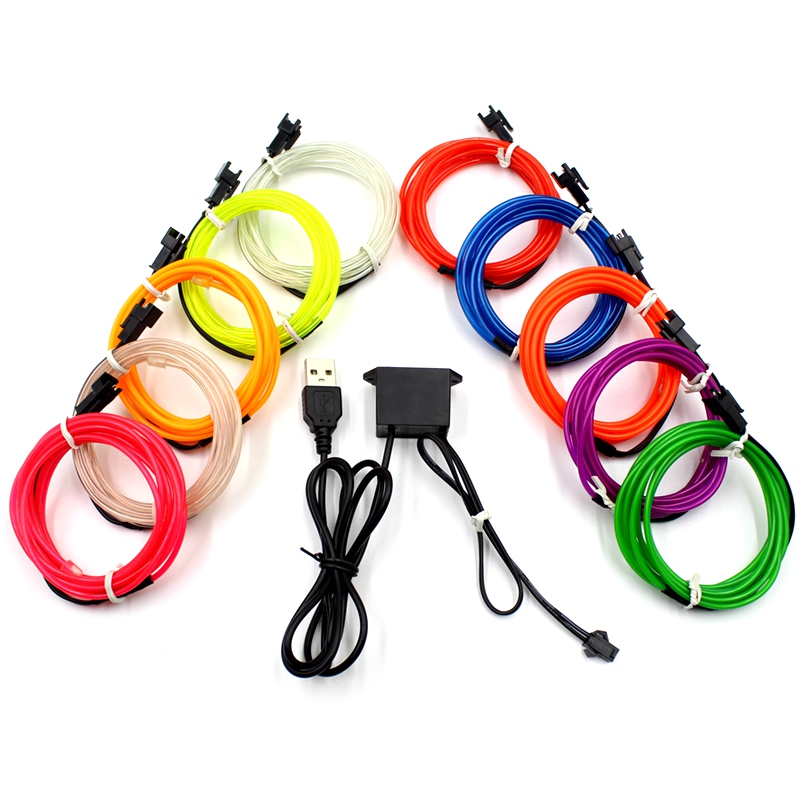 5M EL Wire Neon Light Novelty Light Neon LED lamp Flexible Rope Tube LED Strip String light Car Decoration With 6mm Sewing