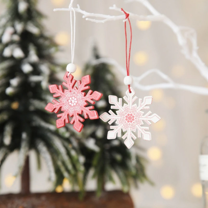 Ornaments Decor Snowflake/Star/Angel Wood Hanging Xmas Tree Christmas 12Pcs 