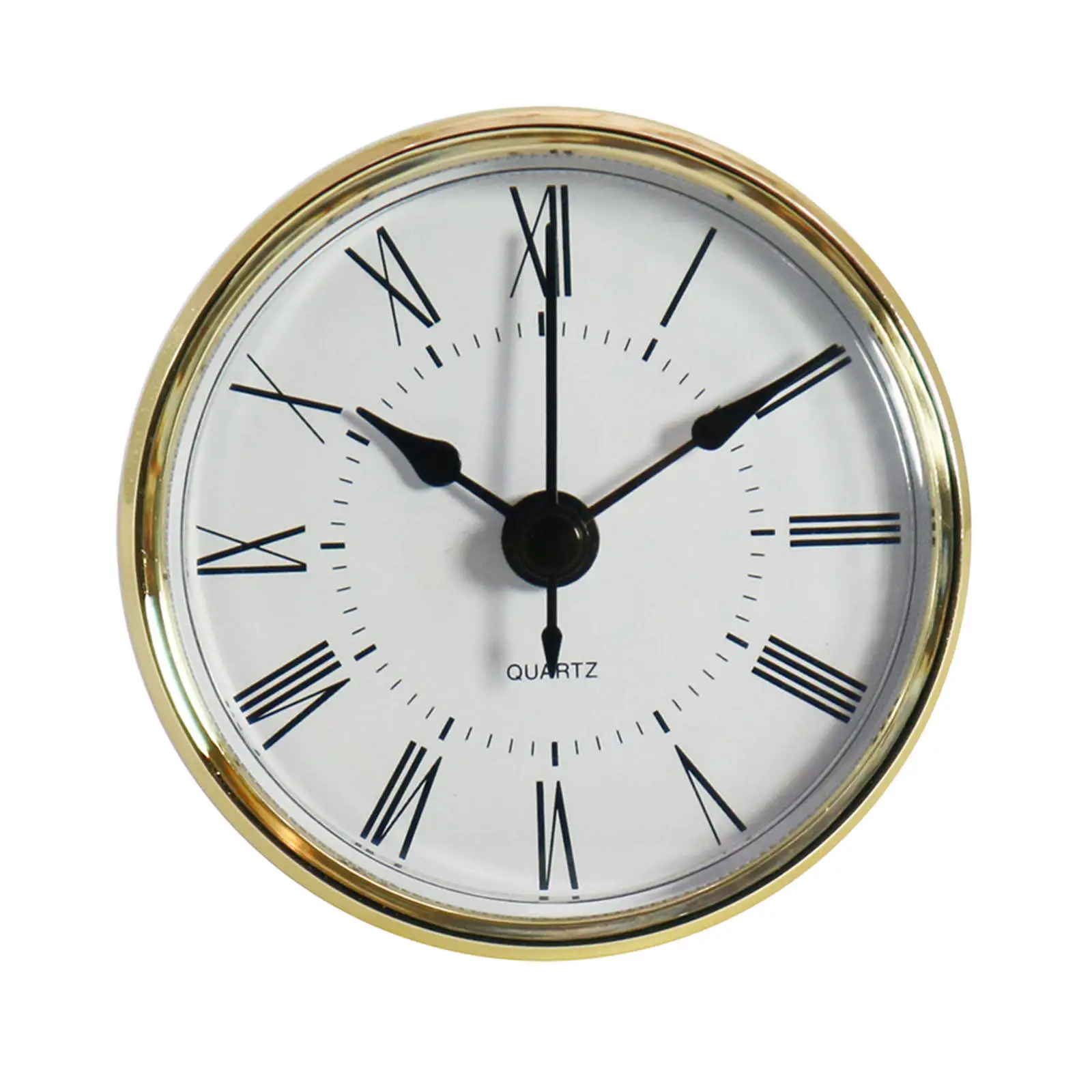 2.75 Inch/ 70 mm Quartz Clock Insert Gold Trim Roman Numeral Quartz Movement