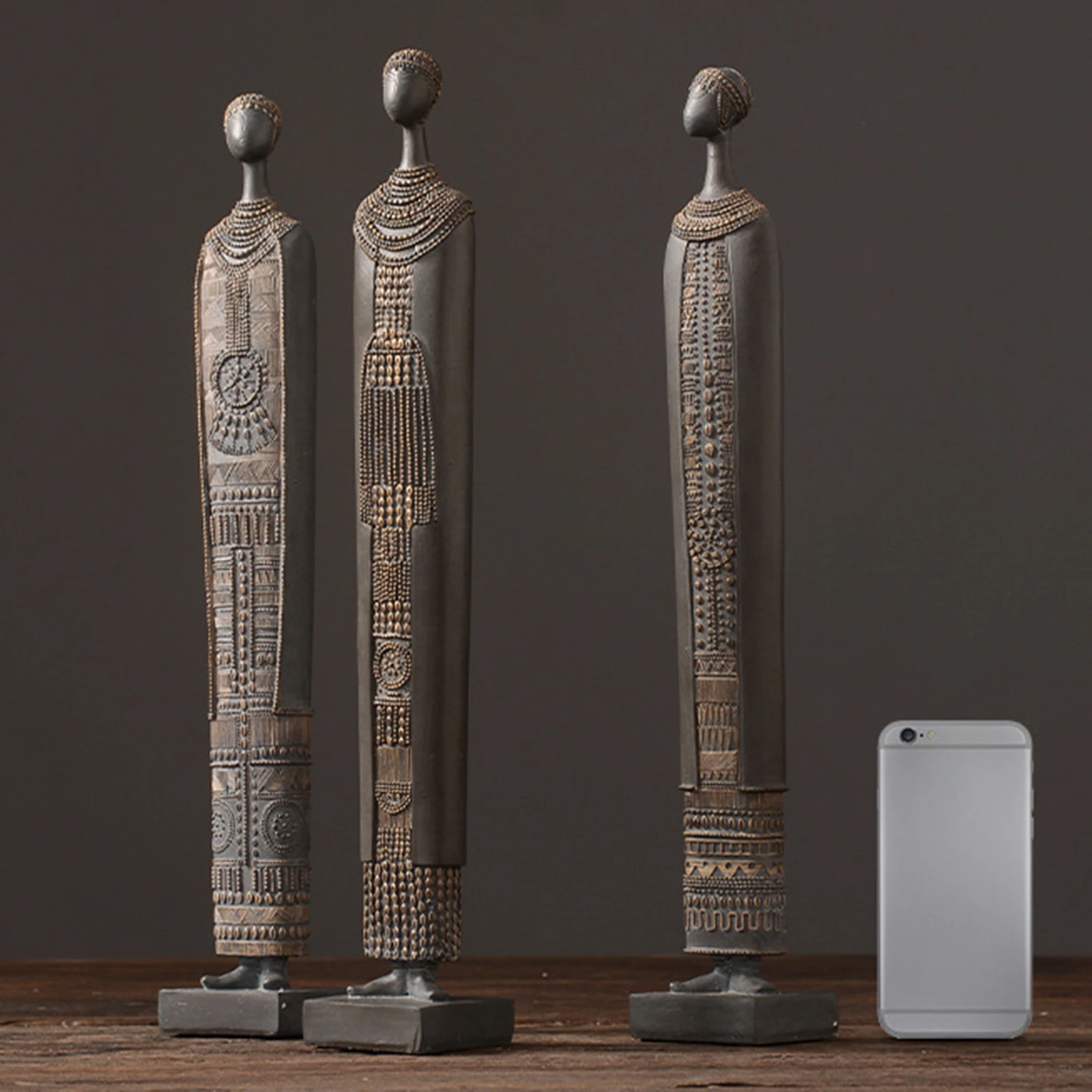 Resin Statue Sculpture Ethnic Style African Figurines Creative Vintage Living Room Decoration Crafts Home Decor Ornaments Gift