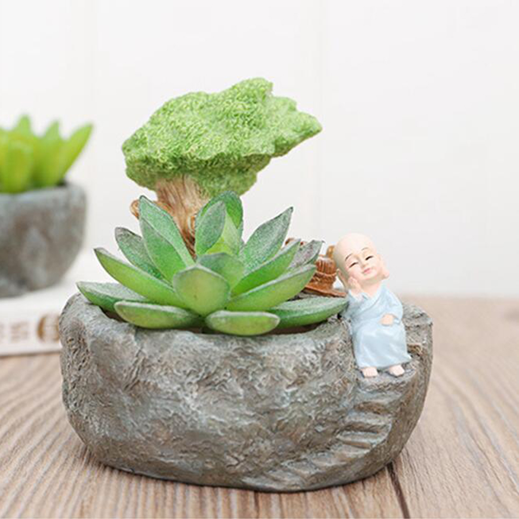 Flower Pots, Little Monk Resin Plant Pots Desktop Monk Planters Plant Succulent Pot Indoor Plants Cactus for Home Office Indoor