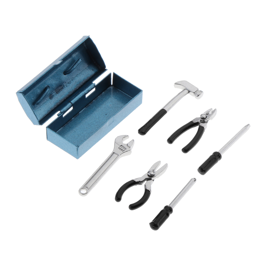 1:12 Doll House Simulation Repair Hand Tools Set Toolbox Case for Garden Garage