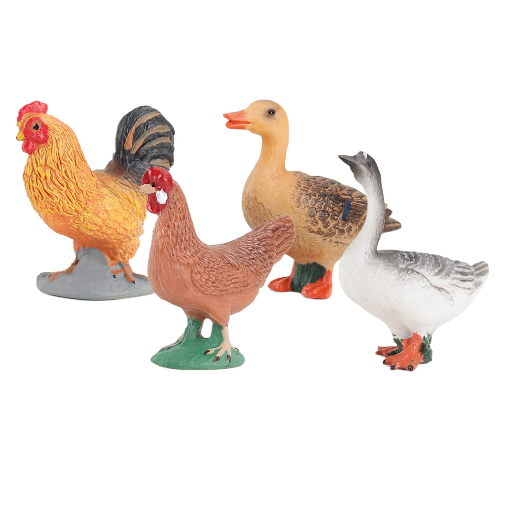 4pcs Poultry Farm Animal Model Figurine Kids Children Toy Decor Educational