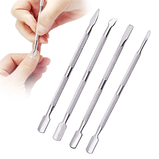 Empujador de cutículas de doble cabezal de acero inoxidable, herramientas  de manicura para uñas, accesorios para quitar cutículas, antideslizantes, 1  piezas - AliExpress