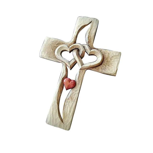 Carved Wooden Cross Intertwined Hearts Acrylic Love Cross Ornaments Home  Decoration Love Family Gift Décoration De Jardin - Church Souvenirs -  AliExpress