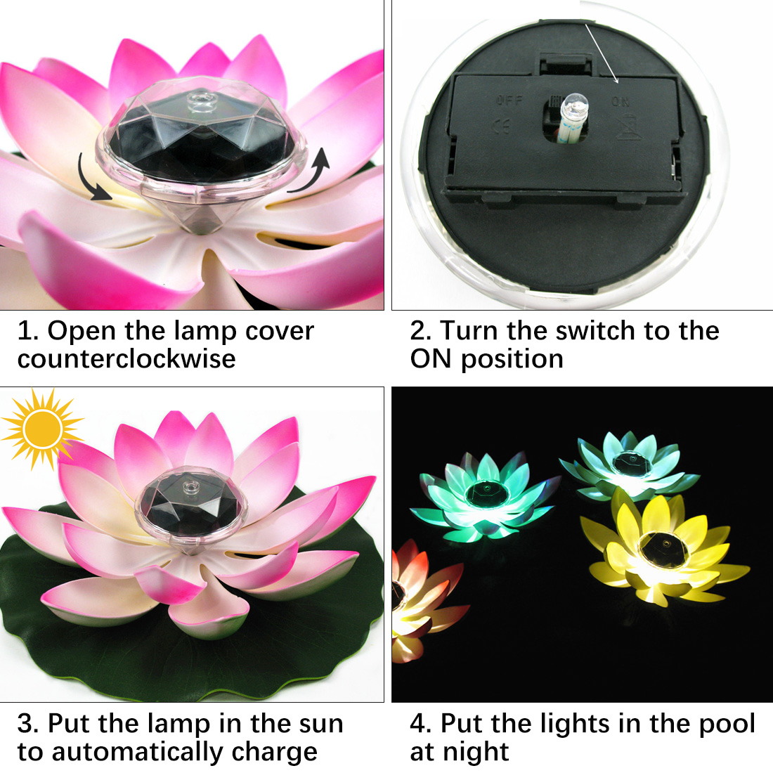 Flor de Lótus Decorativa sem Bateria Forma Lagoa Lanterna Flutuante Led Festival Outdoorwaterproof Jardim Lâmpada Iluminação Luz 14 Luzes subaquáticas