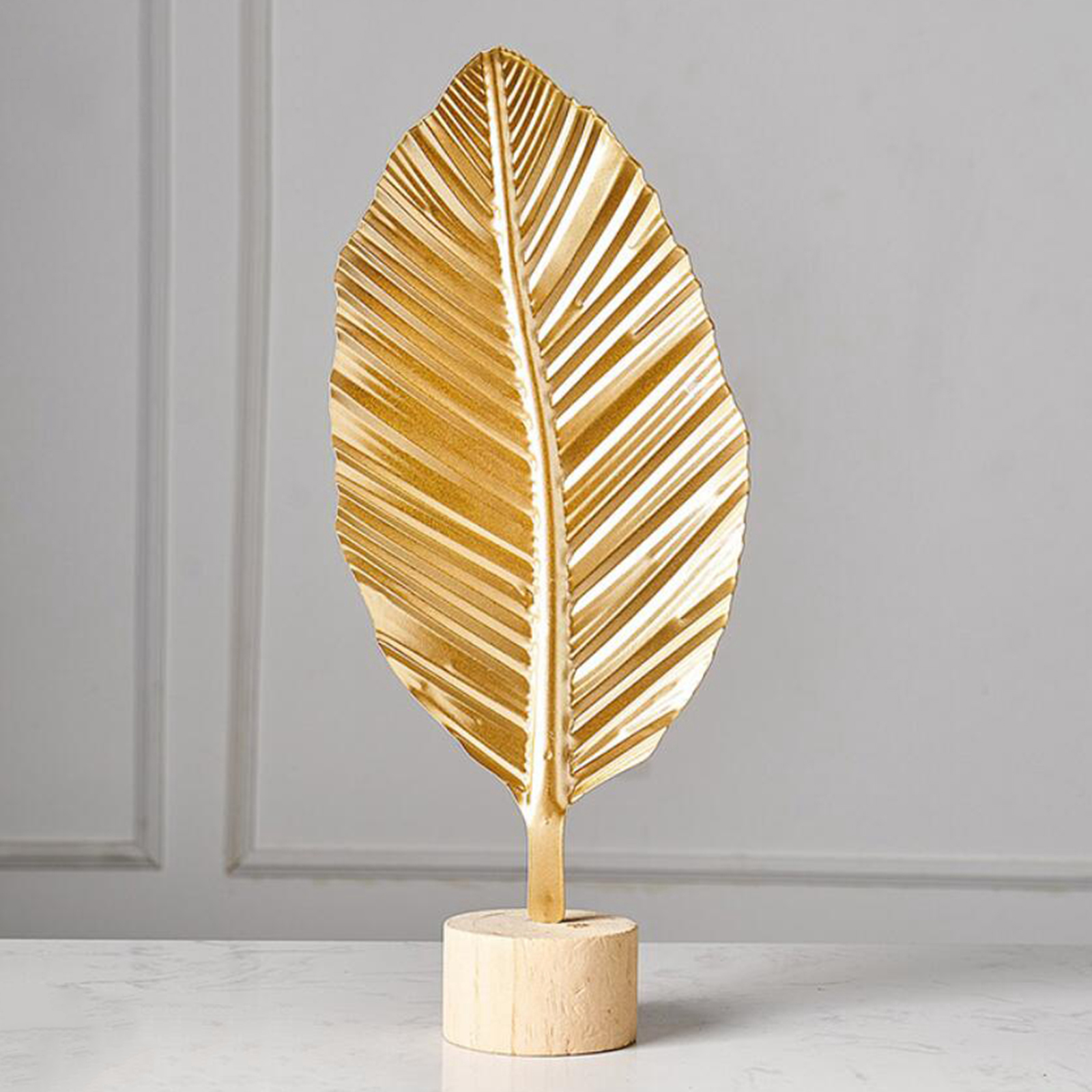 Art Leaf Shape Sculpture Decorative Ornament Figurine Statue Office Desktop