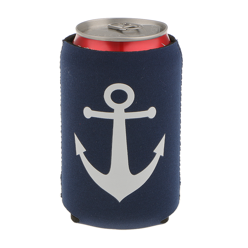 Pack of 2 Neoprene Nautical Anchor Stubby Soda Beer Can Chilling Holder Wrap Sleeve for hen stag party nautical theme party