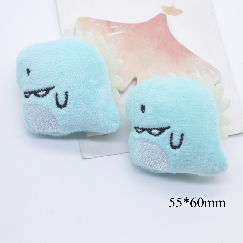 8 Stück Baumwoll-Dinosaurier-gefüllte Plüsch-Applikationen für handgefertigte Kleidung, Hut, Nähen, Patches, DIY-Kopfbedeckung, Clips, Schleife, Dekor-Zubehör – Detail 4