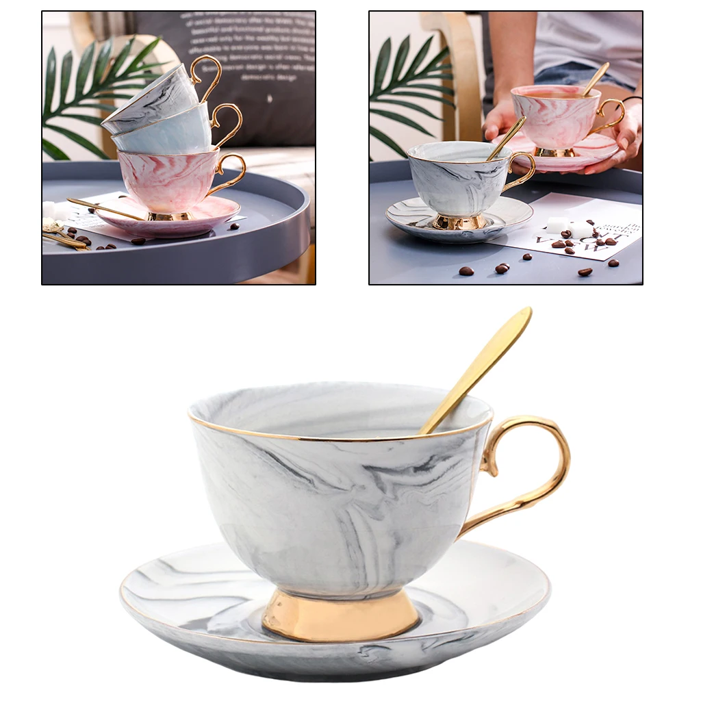 Color Glaze Coffee Cup and Saucer Set Cappuccino Coffee Drinks Tea Cup with Spoon Drinkware Decor Wedding Gift 201-300ml