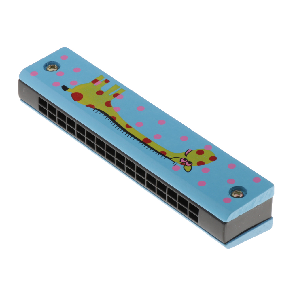 Wooden Cartoon Harmonicas Double-row 16-hole Mouth Organ Music Toy Giraffe