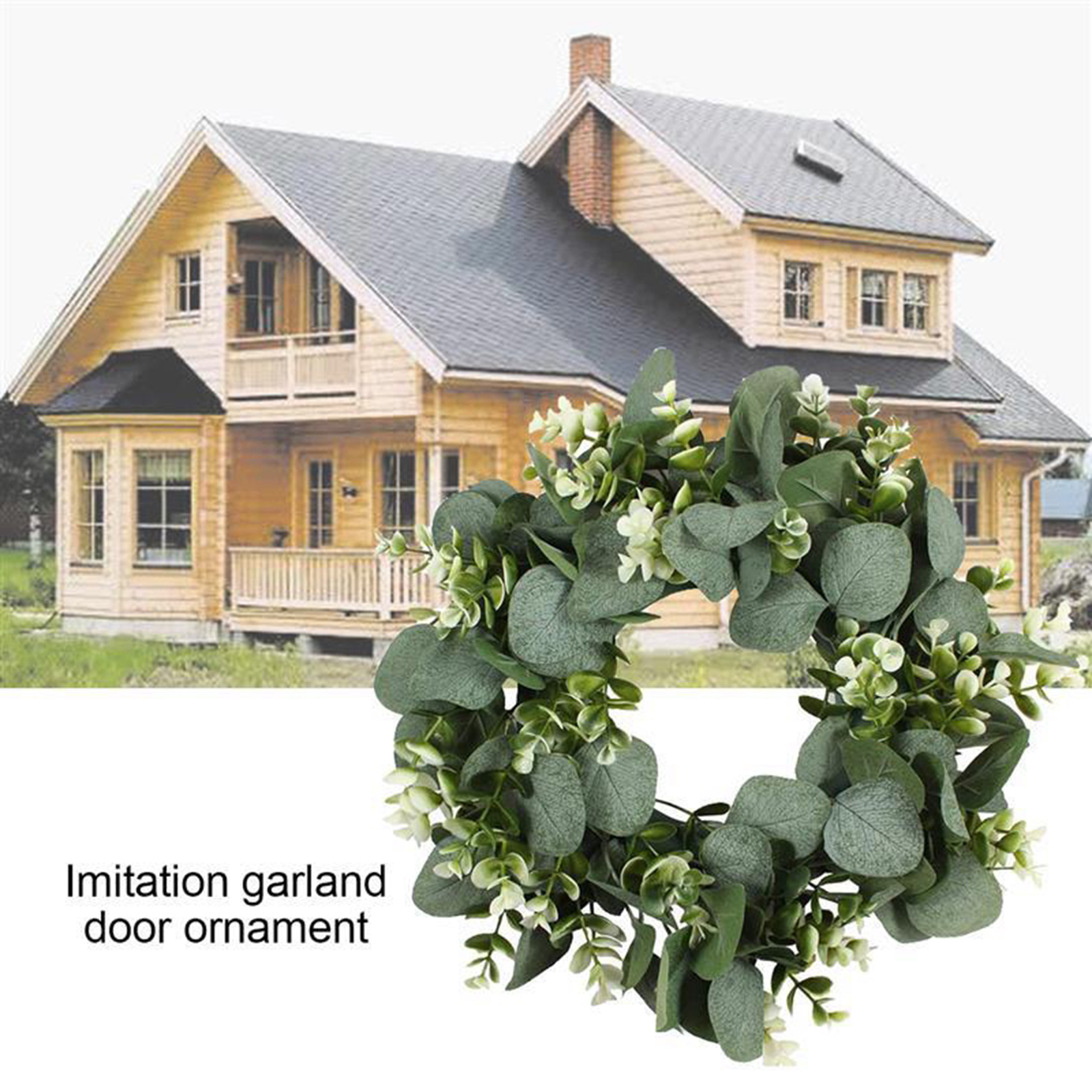 Eucalyptus Green Leaves Wreath Front Door Living Room Ornament Arts 40cm Plastic