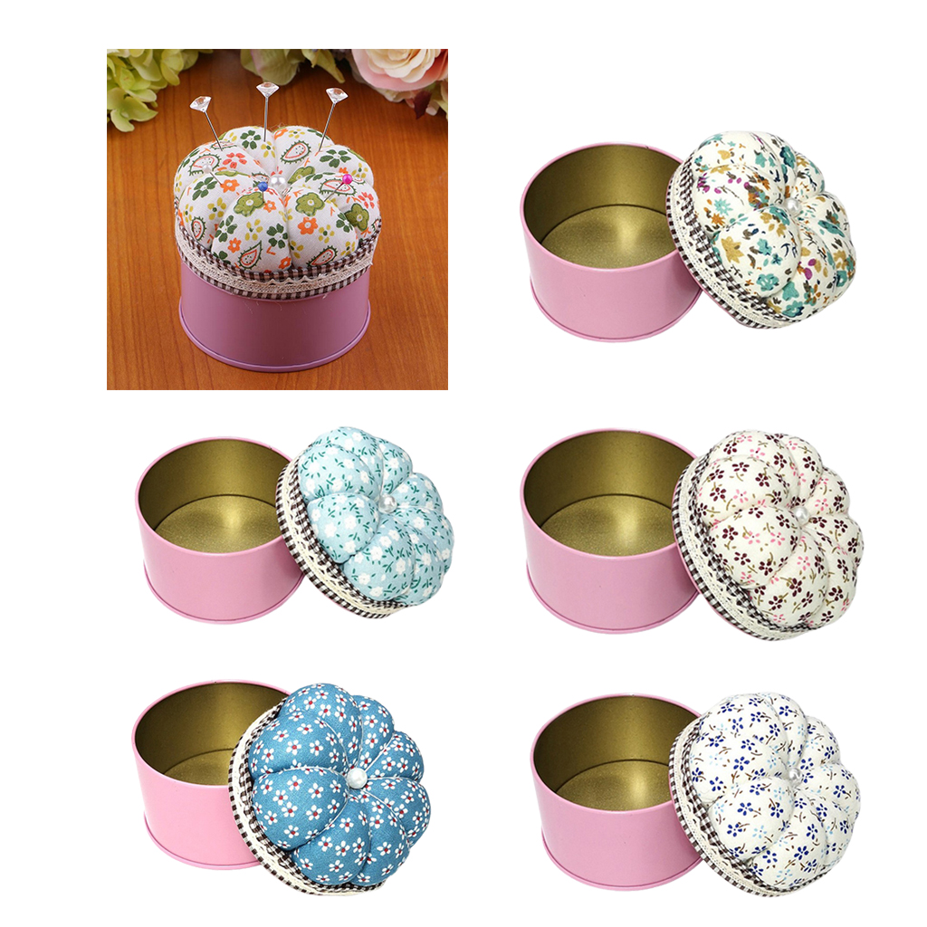 Description Picture 2 of itemPumpkin Needle Pin Cushion Sewing Access Round Needle Pin Pillow w/ Storage Box Case DIY Craft Needlework Stitching Embroidery