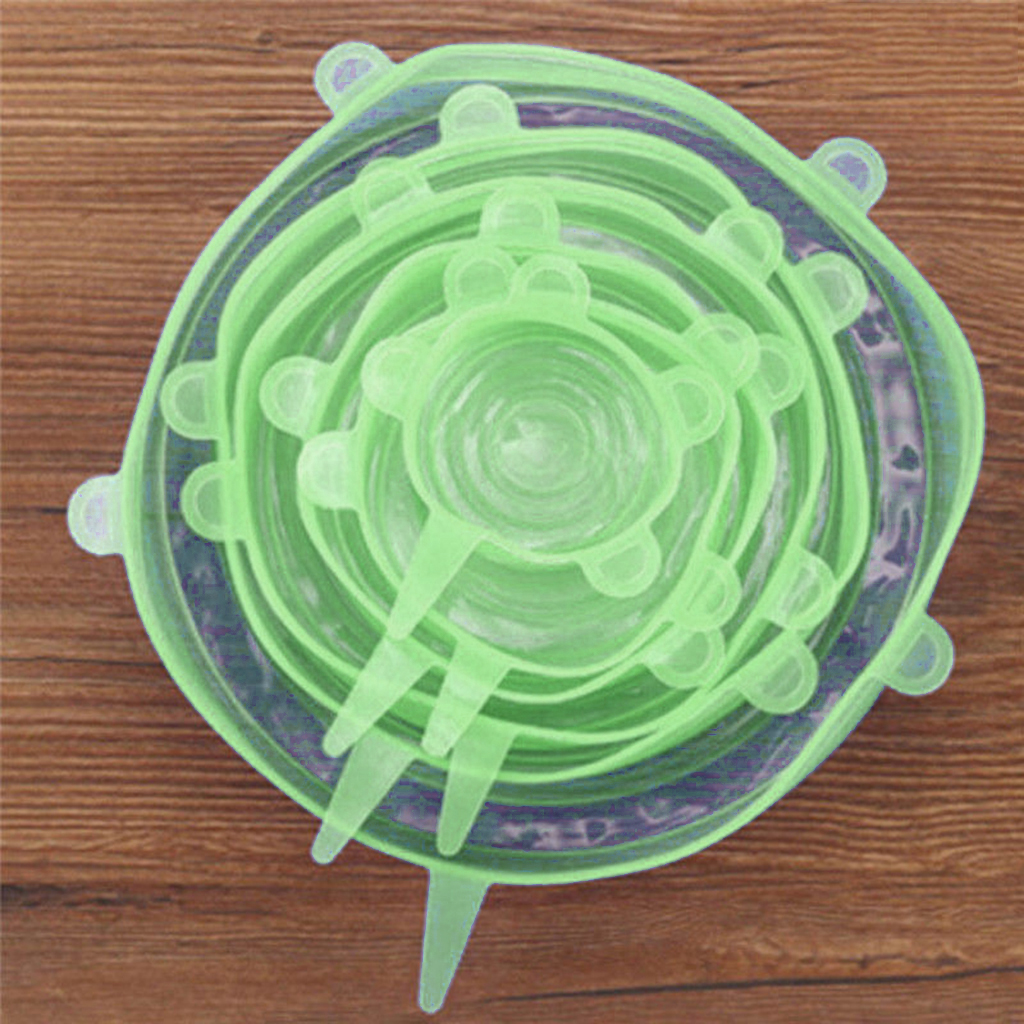 6PCS Stretch Reusable Silicone Bowl Wraps Food Saver Cover Round Seal Lids
