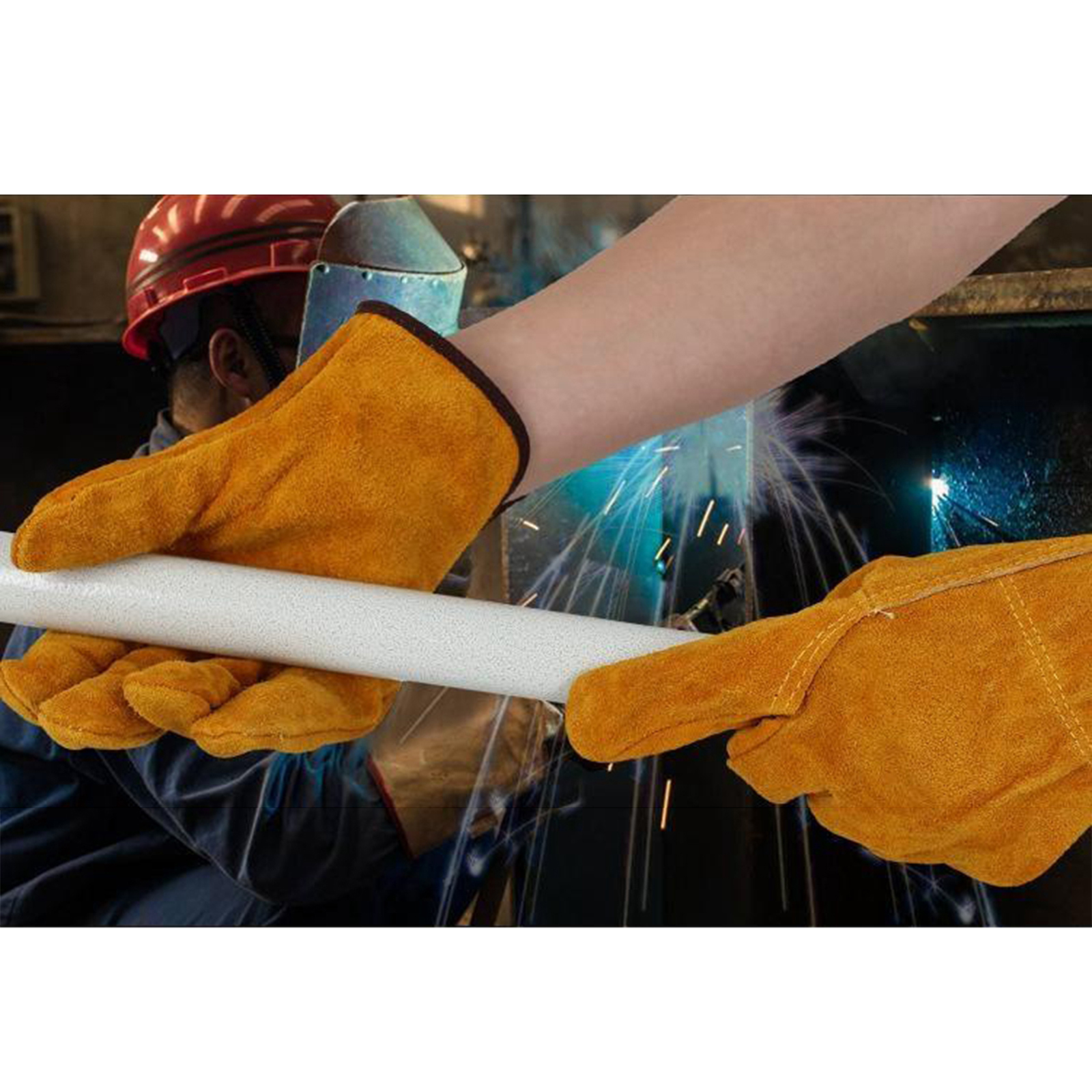1 Pair Leather Working Welding Gloves Safety Protective Gloves Gardening MIG