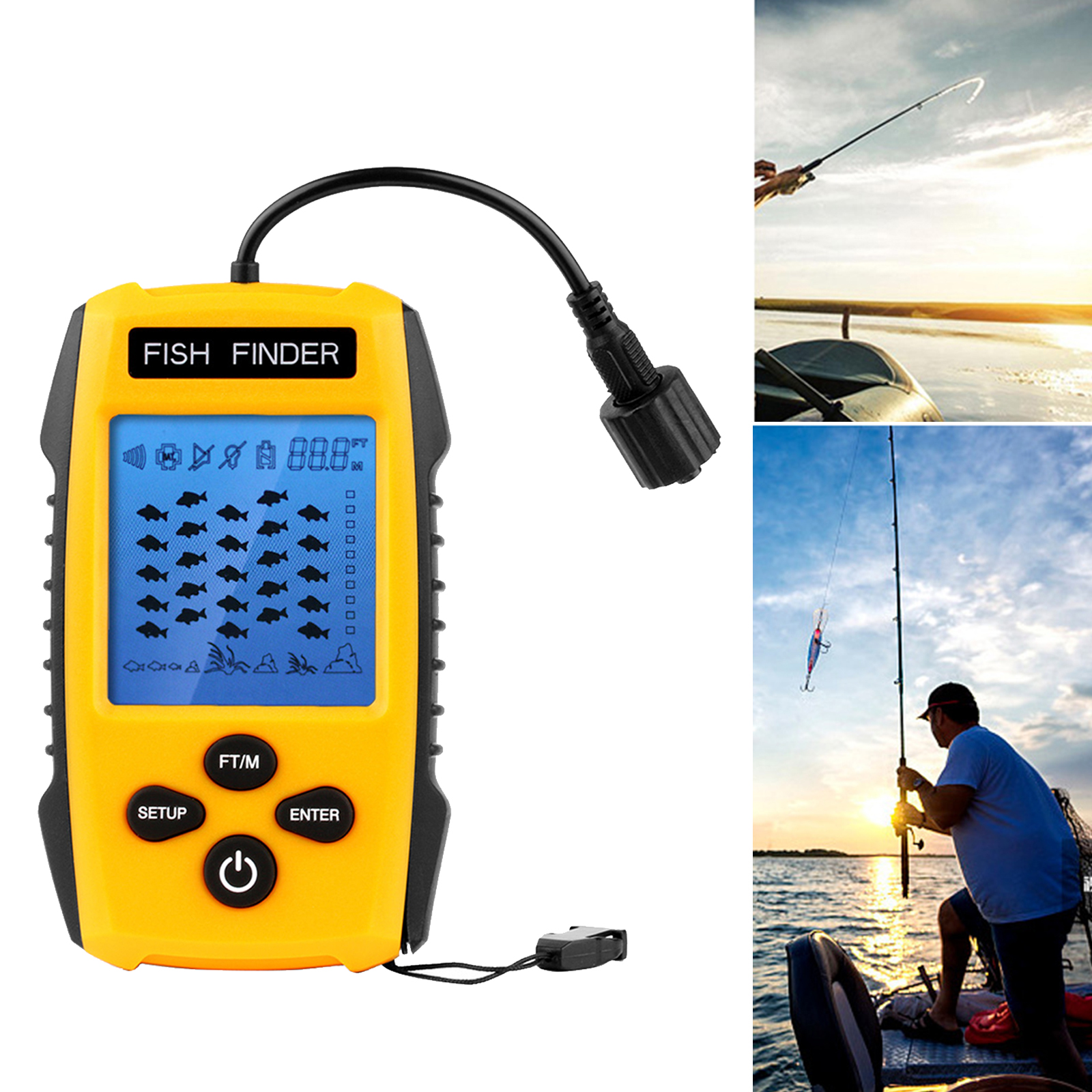  Handheld Fish Finder Portable Fishfinder Fish Depth Finder with Sonar Underwater Fishfinder Flasher Fish Tracker 