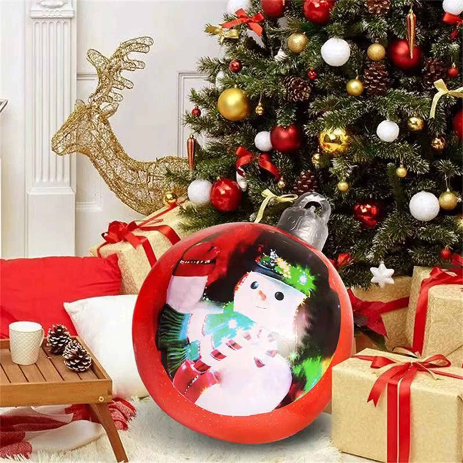 New Christmas Ornaments 23.6Inch Christmas Balls Outdoor Atmosphere PVC Inflatable Toys for Home Christmas Festive Gift Ball Xmas A 