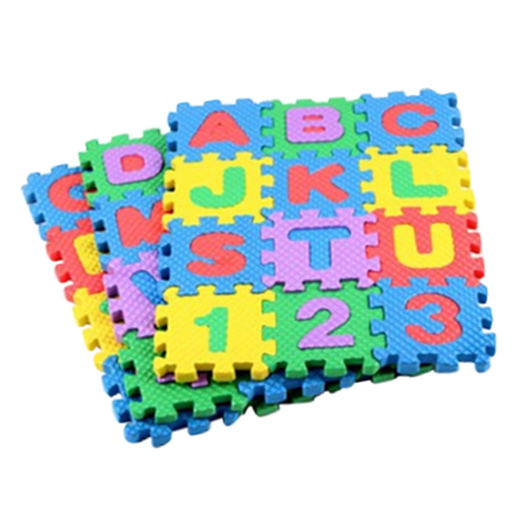 36Pcs Infant Soft Non-Toxic EVA Foam Play Puzzle Mat 10 Numbers & 26 Letters