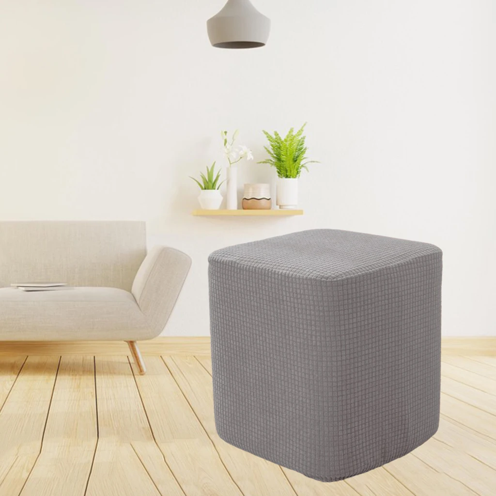 Square Storage Stool Ottoman Covers Washable Footstool Slipcover with Elastic Bottom Living Room Furniture Decoration