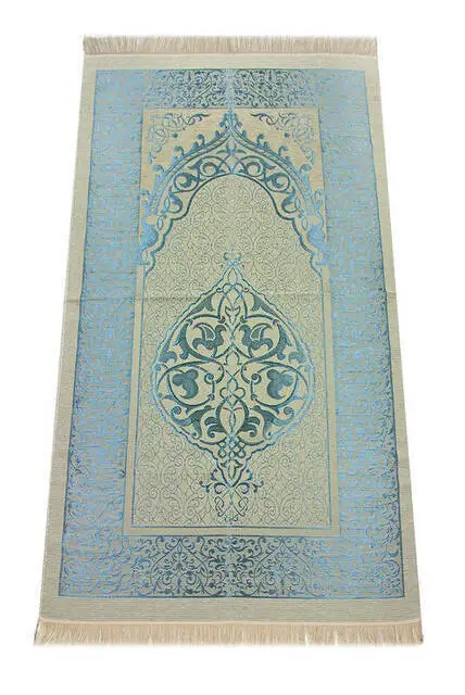 Muslim Prayer Rug Portable Braided Mat Simply Print Pouch Travel Home Blanket 