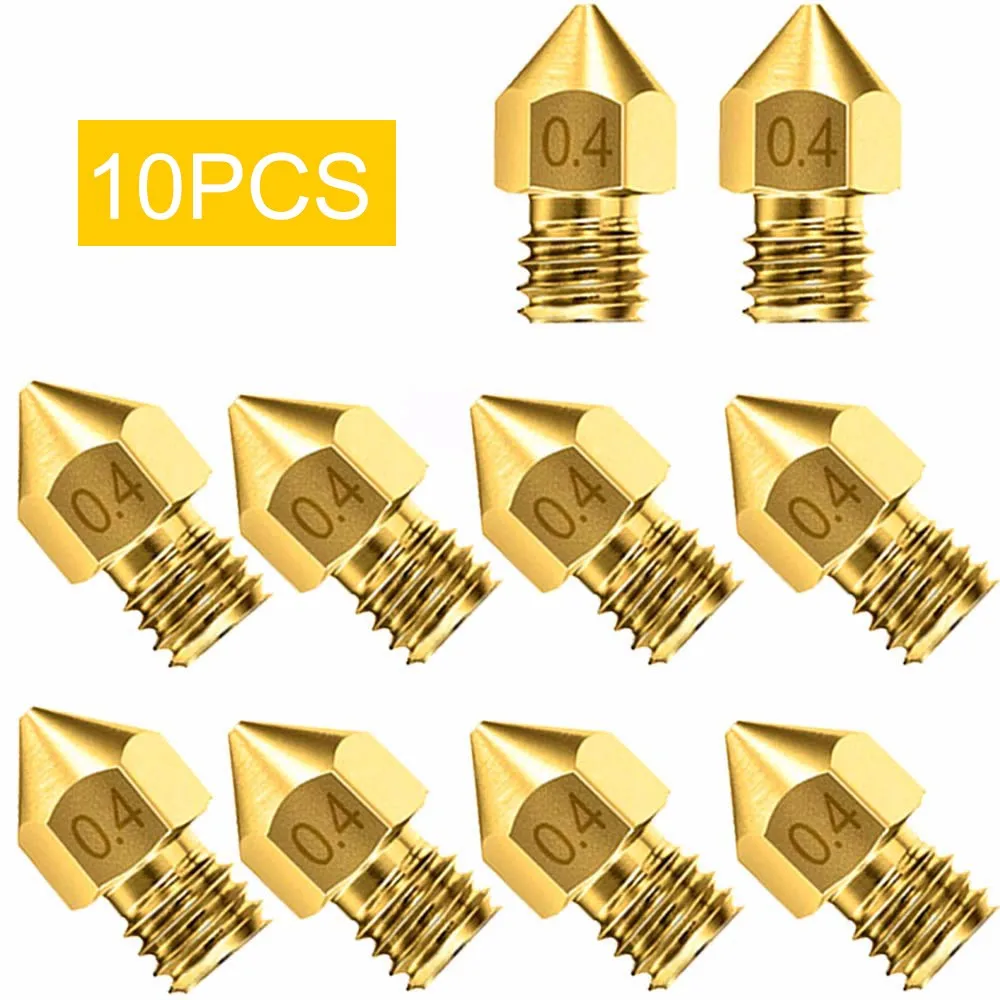 20Pc 3D Printer Nozzle Accessory Brass MK8 0.4mm For CR 10 For Ender 3 Anet A8 