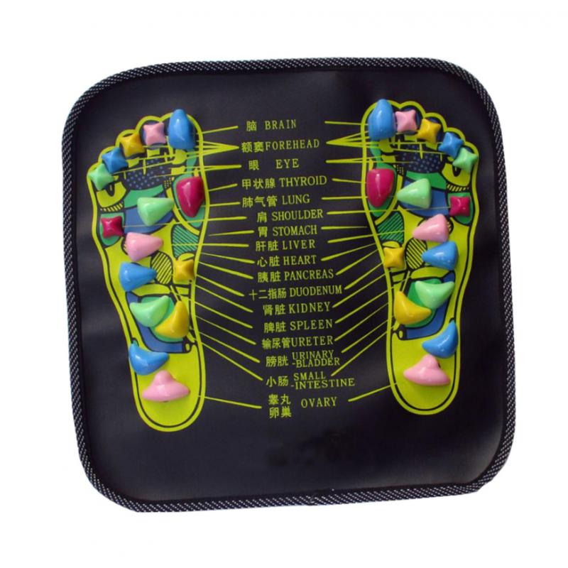 Reflexology Stone Foot Massager Mat Acupuncture Foot Leg Spa Cushion Massaging Carpet, Pain Relief - 34x34cm