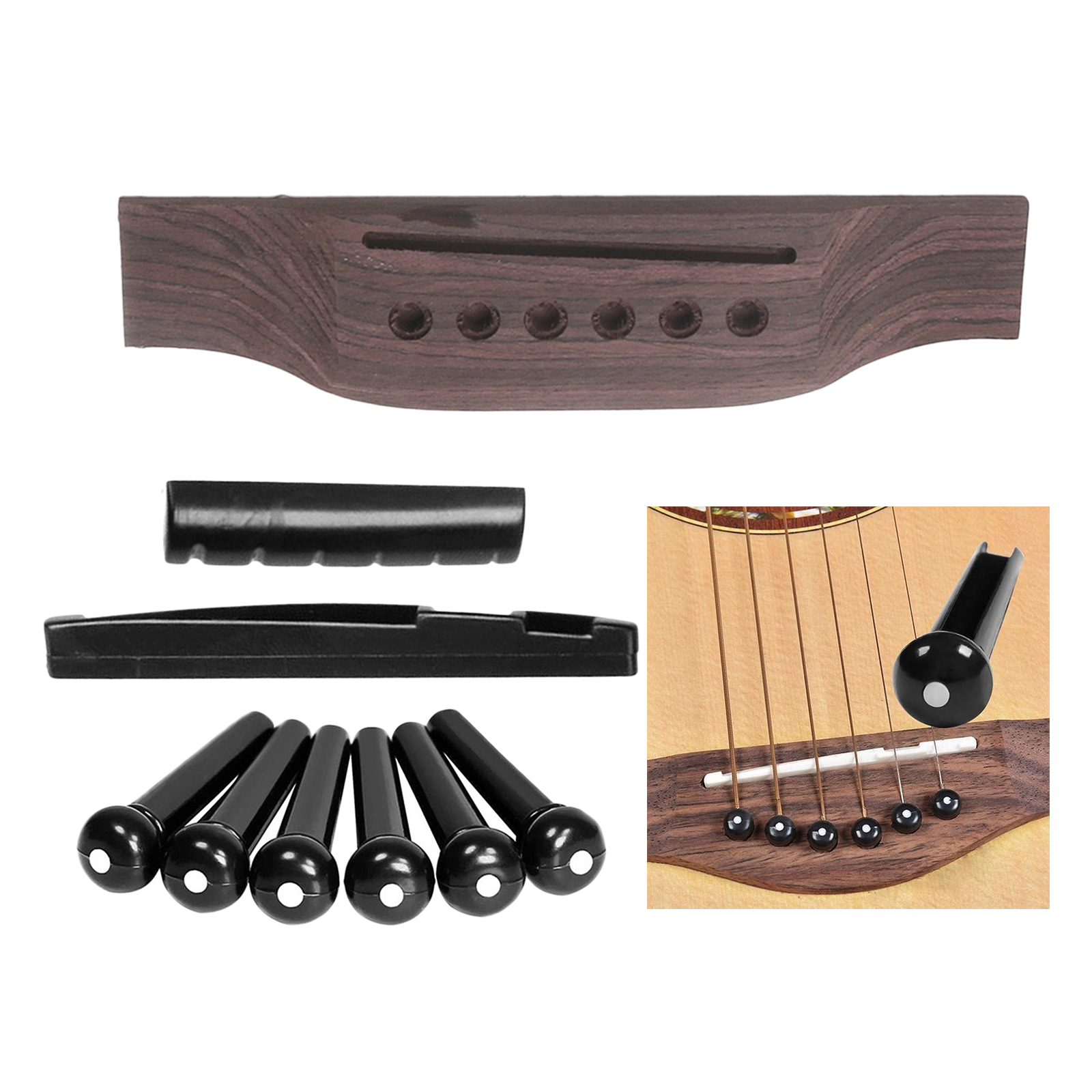 Acoustic Guitar Repair Parts Guitar Bridge including with Pins Nut Saddle