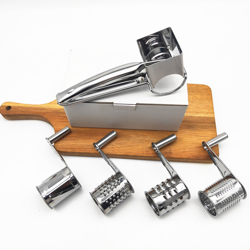 Rotary Cheese Grater Stainless Steel Cheese Chocolate Grater With 4 Different Drums Cheese Butter Grater Slicer