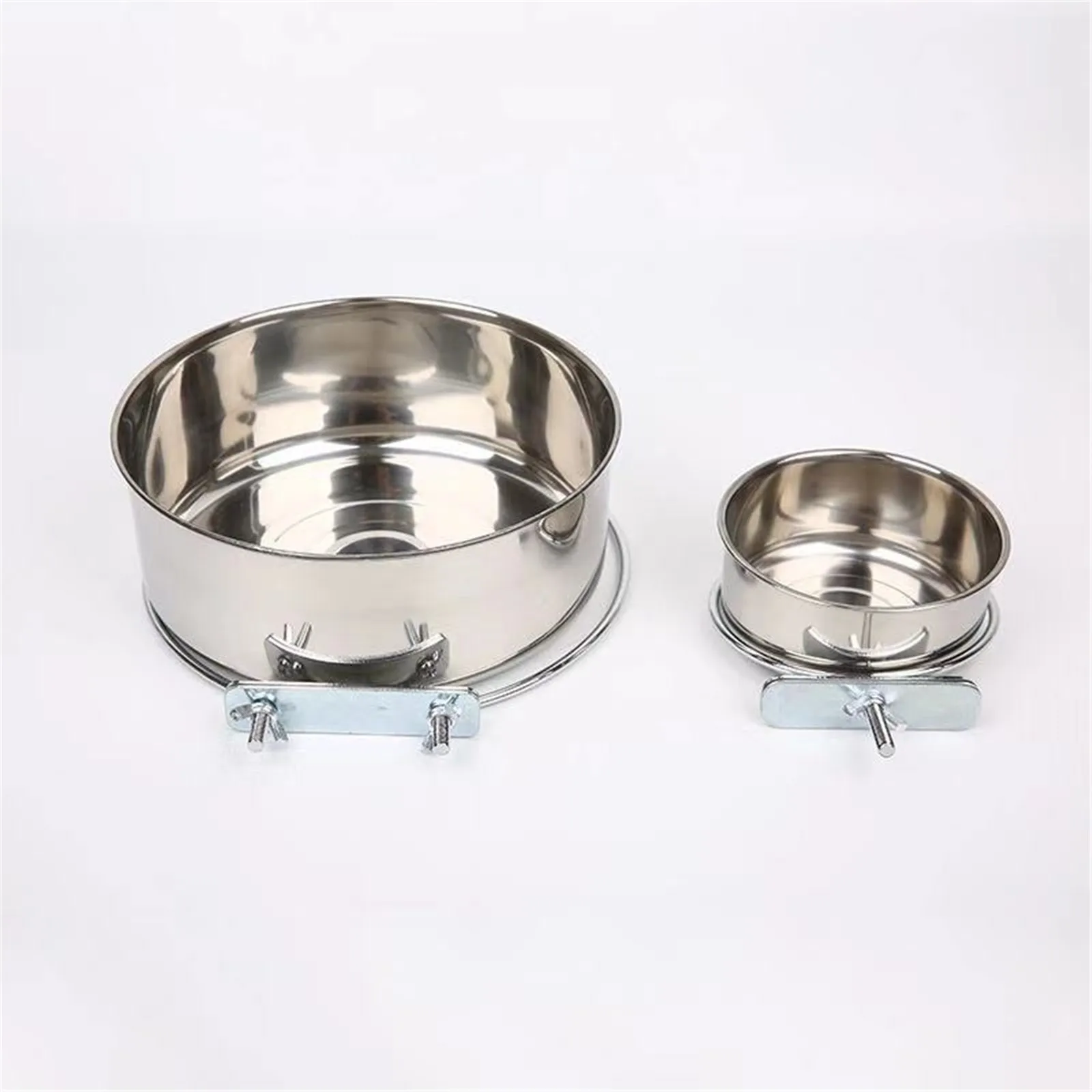 bird parrot feeding cups cage hanging bowl stainless steel perches play stand with clamp- coop water food Feeders