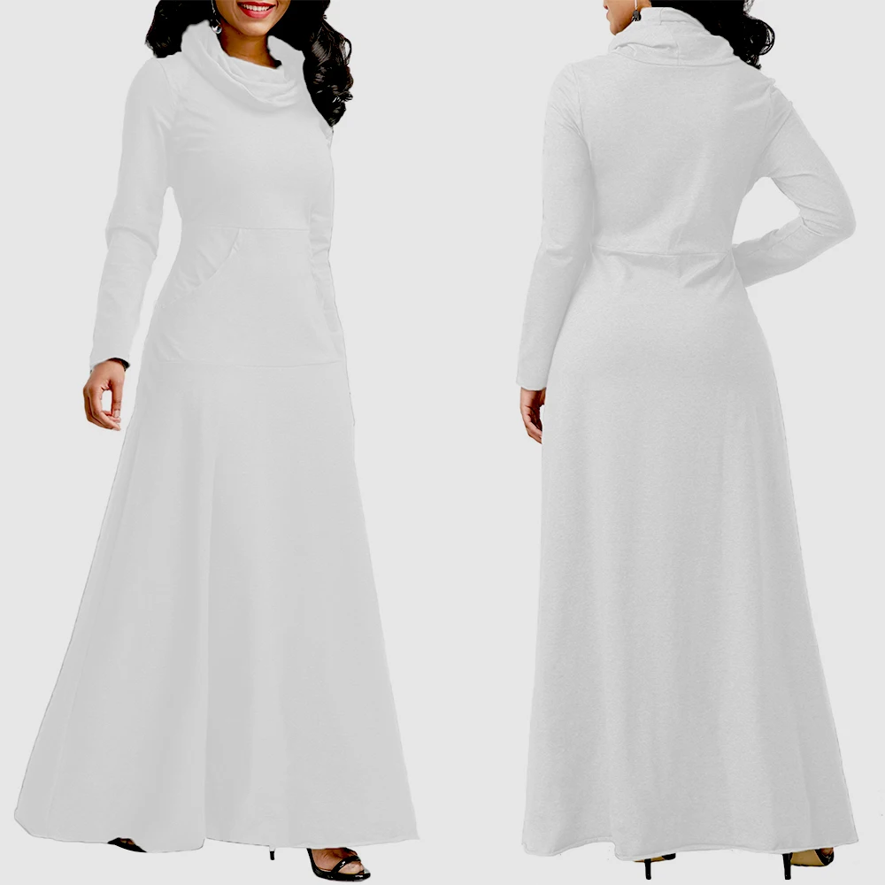 Femininas Ramadan, Vestuário de Oração Muçulmana, Dubai Jubah, Monocromático, S-5XL