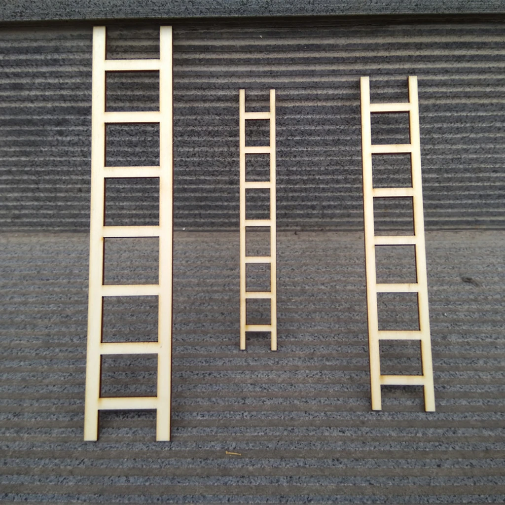 3pcs Plain 7 Rungs Mini Wooden Ladder Pieces Fairy Doll House DIY Art Craft