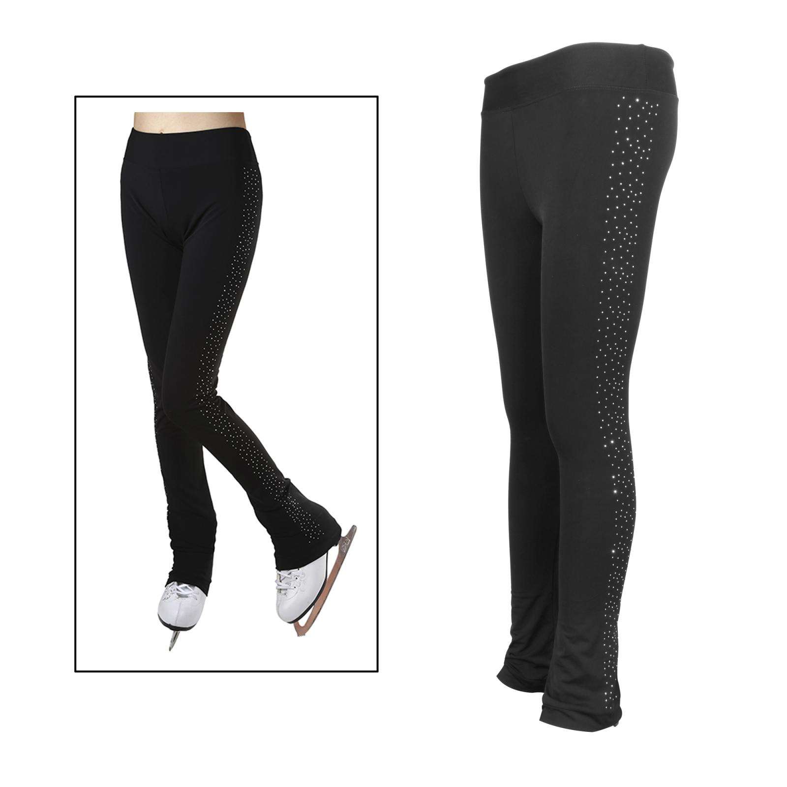 Ice Figure Skating Costume Gymnastics Trousers Adult Child Competition Performance Pants Left Leg Rhinestone