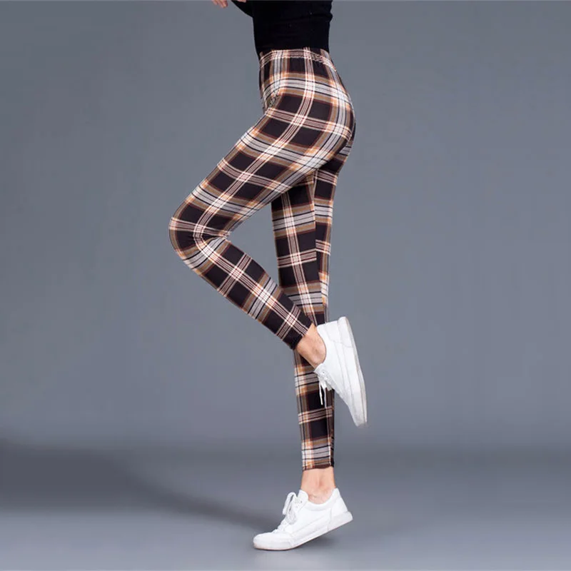 Women Sexy Pants Push Up Plaid Leggings Fashion Fitness Leggins Gym Sporting High Waist Trousers leggings