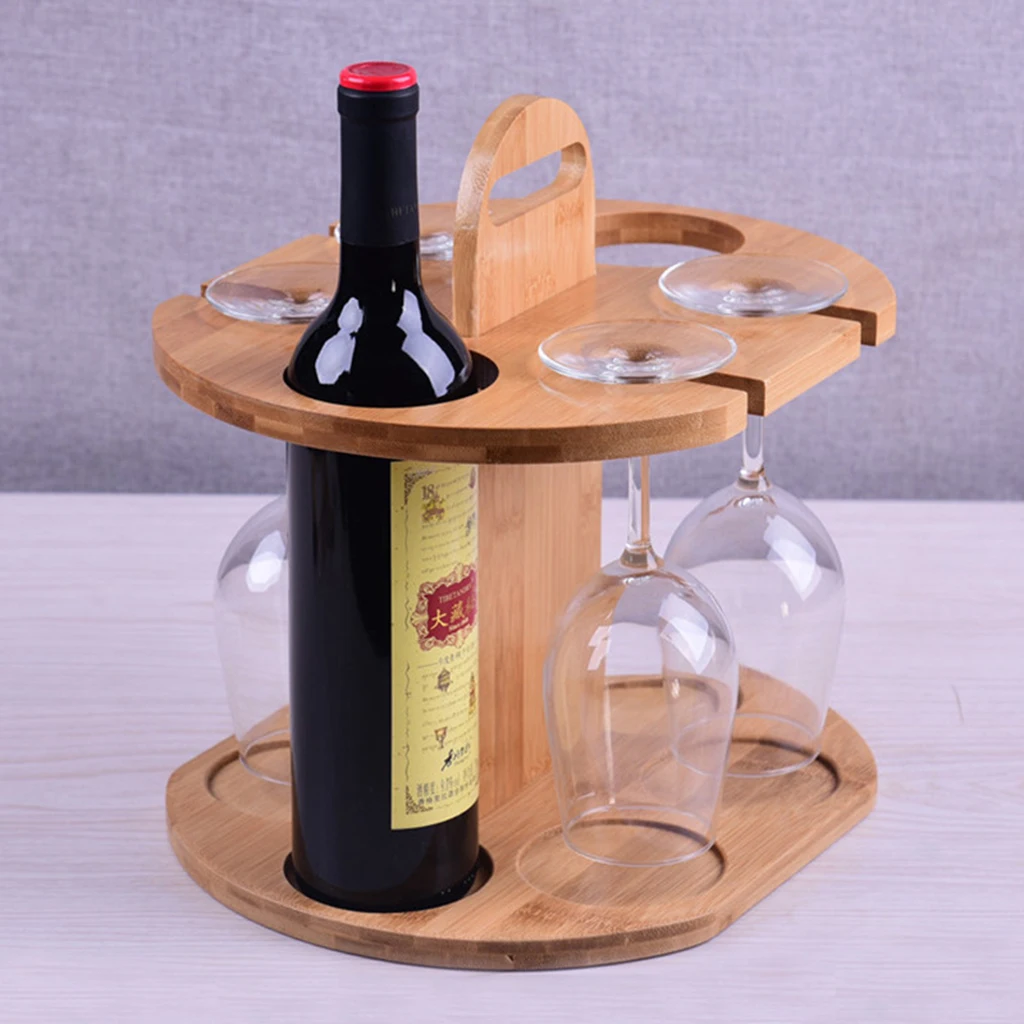 Wine Glass Holder Organizer Bamboo Tabletop Stemware Goblet Drying Racks for Dining Table, Kitchen Countertop Durable