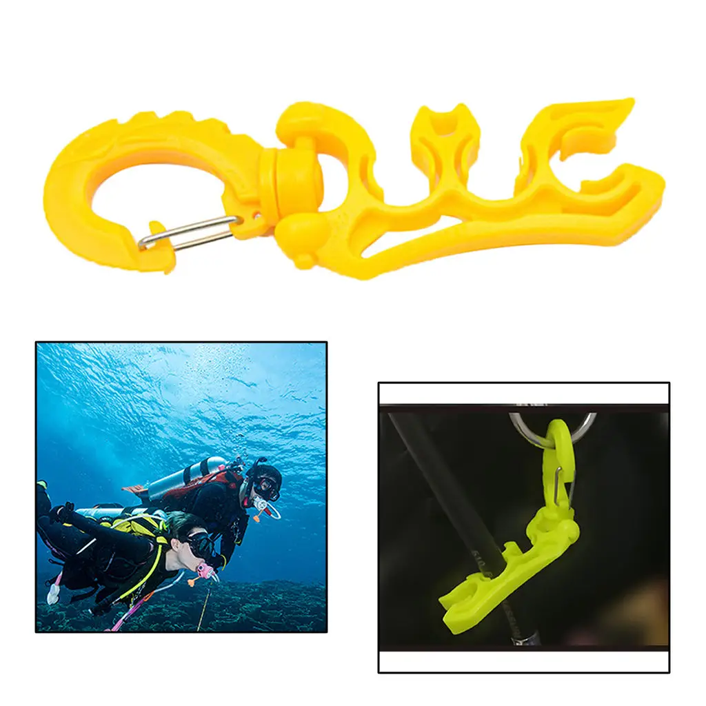 Diving Holder, Scuba Diving By Apnea Holder Clip with Clip Crochet Buckle with Snap Clip, Folding And Rotary