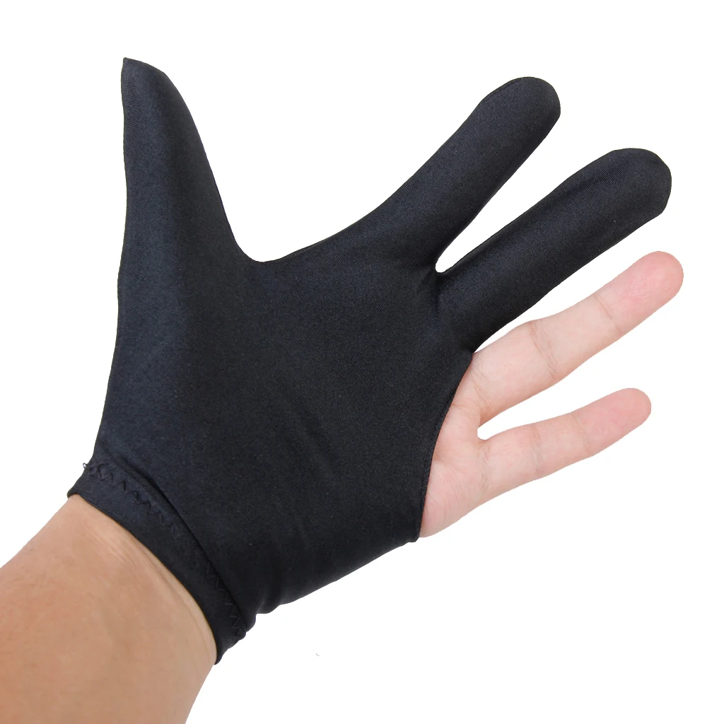 3 Finger Pool Table Billiards Ball Cue Shooters Gloves Black Fit Left Right