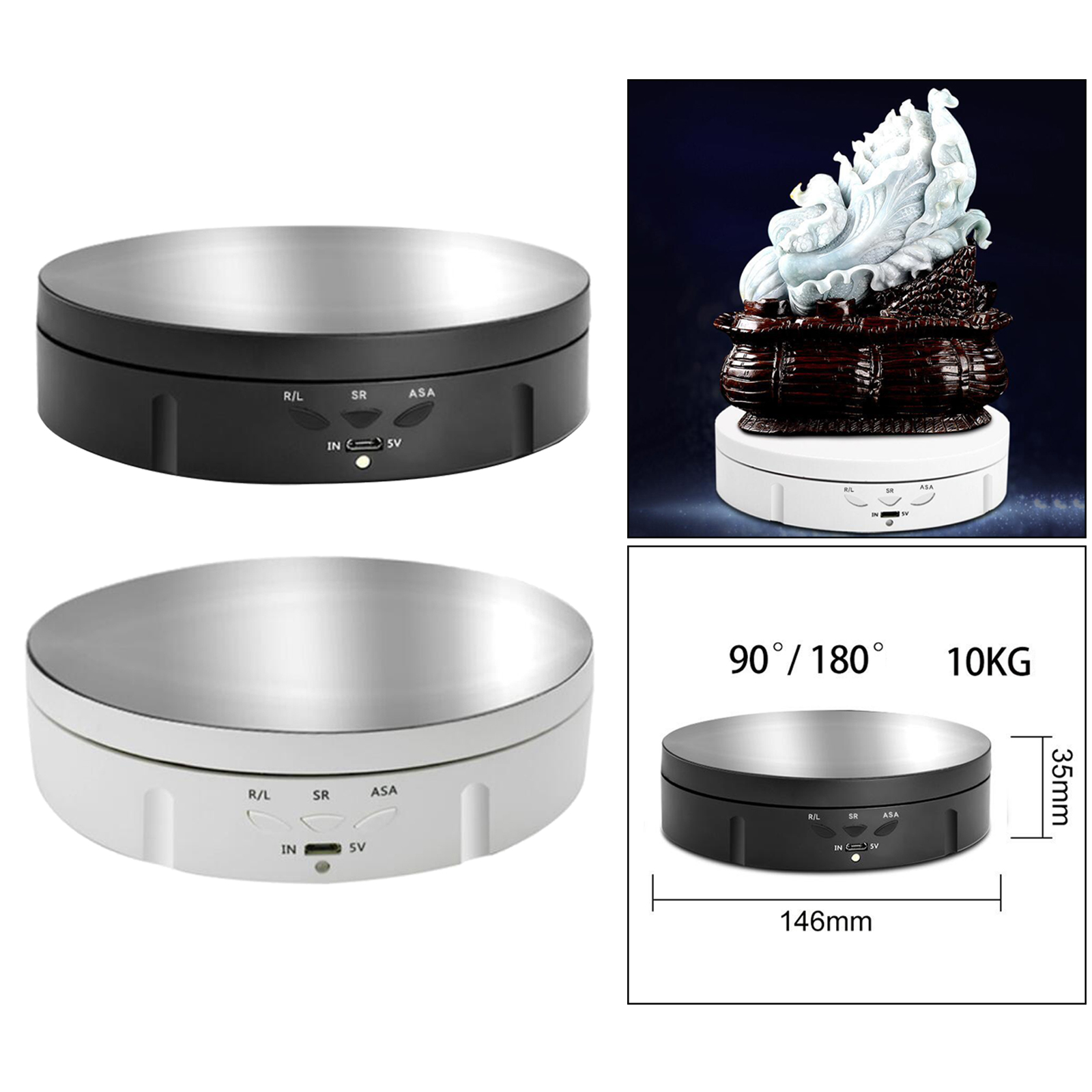 Electric 360° Rotating Display Stand Turntable Jewelry Model Toys Holder