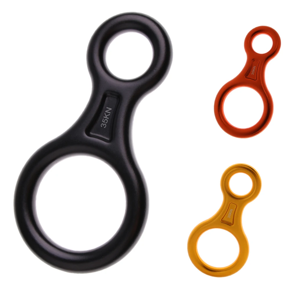 Safety 35kN Aluminum Figure 8 Descender For Climbing Rope  Rappelling
