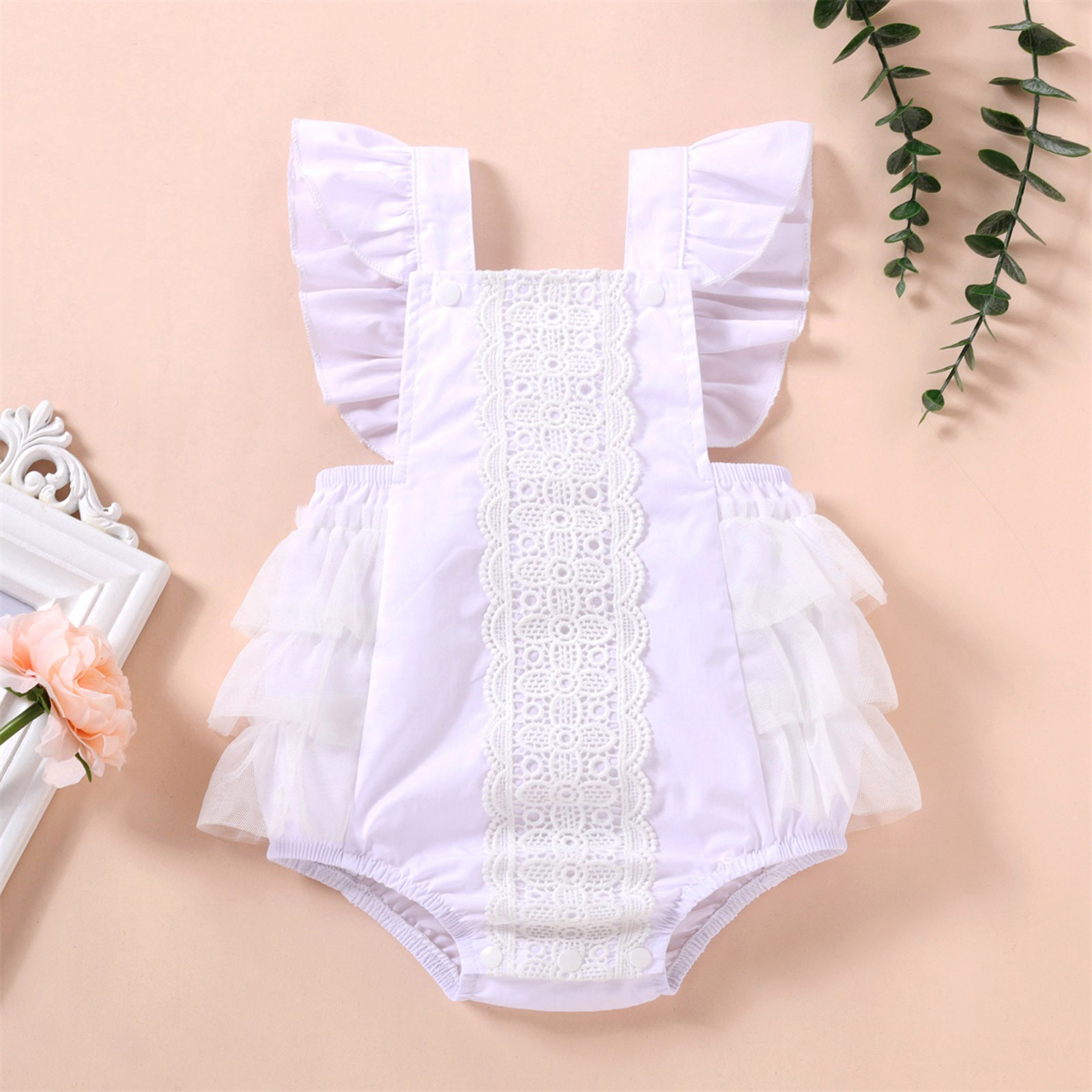 Newborn Infant Lace Bodysuit Romper Clothes Baby Girls Sleeveless Ruffled Solid Jumpsuit Clothes For Girls Casual Body Suits Rompers Aliexpress