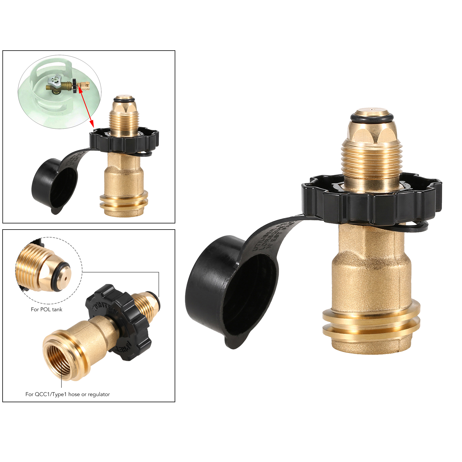 Propane Tank Adapter Convert POL to QCC1 50LB Heater Pressure Regulator