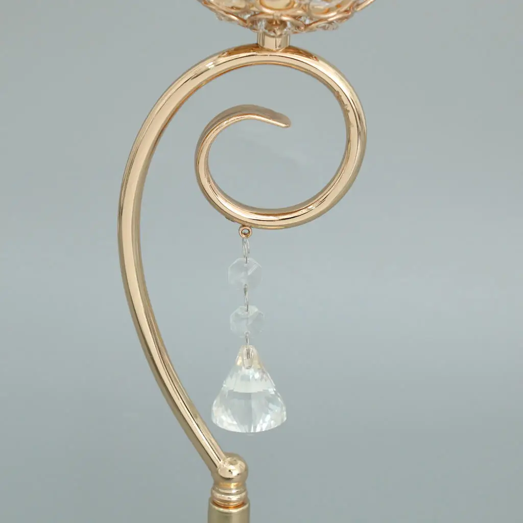 Magideal 35cm Globe Pillar Crystal Candle Tea Light Holder Bowl Home Decor Lamp Decor Golden Silver Pick