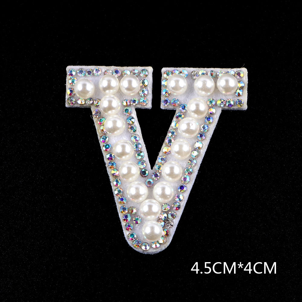 26 brief AB Strass Perle Englisch Alphabet Patch 3D Perlen Aufkleber Mixed Stickerei Patch Für Kleidung Logo Diy Applique – Detail 33