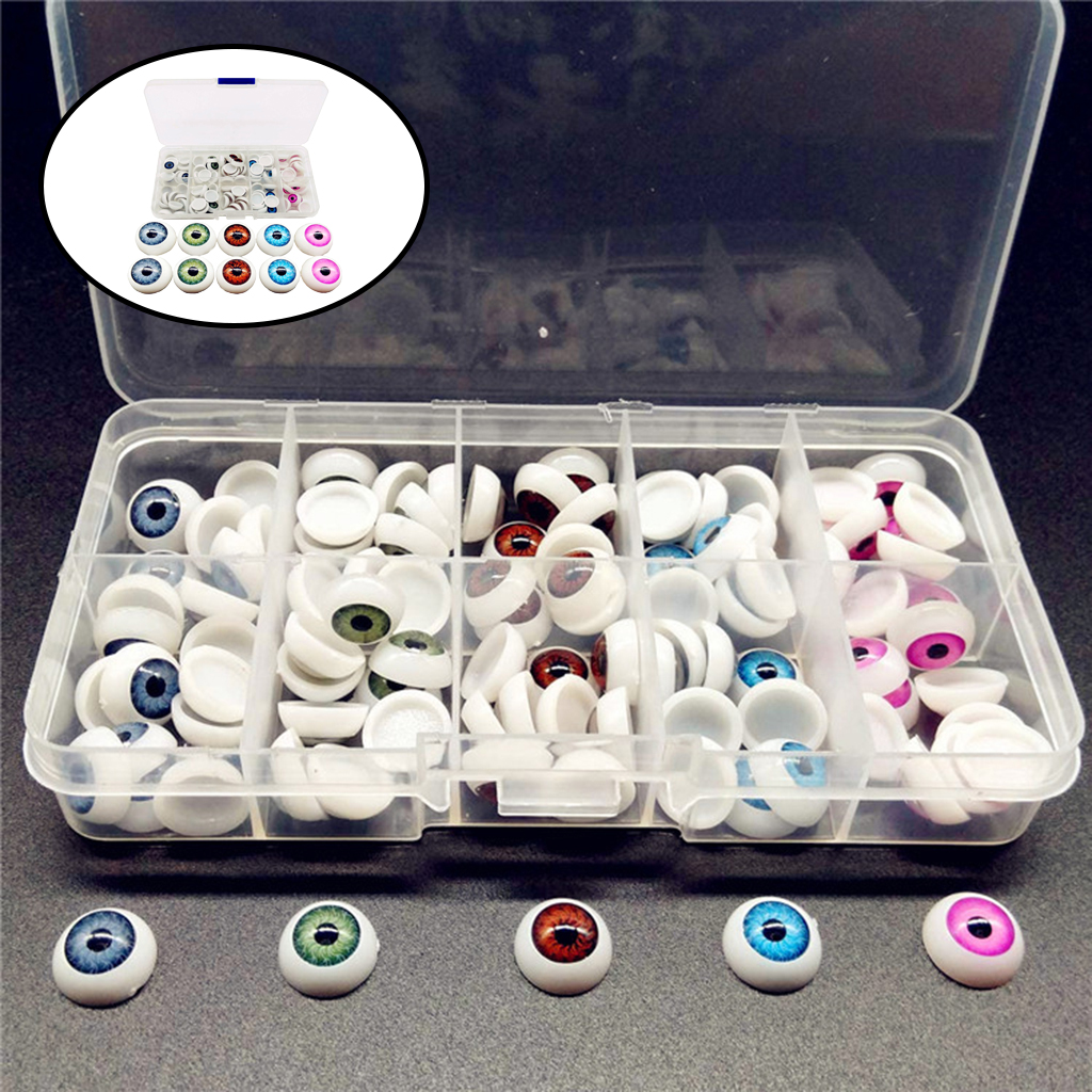 100pcs Mixed Colors 12mm Doll Safety Eyes for Teddy Bear Stuffed Plush Toys Dolls Crochet Puppet DIY Craft Halloween Supplies