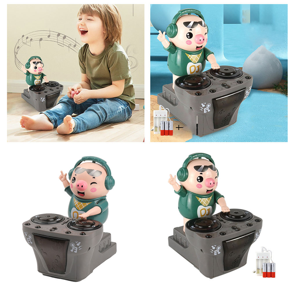 Electric Little DJ Pig Musical Toy Dancing Piggy Doll with Colorful Light for Kids Parties