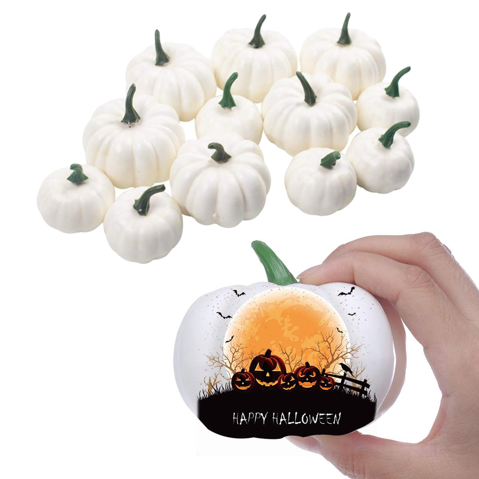 Halloween Artificial White Small Pumpkins Fall Thanksgiving Decoration