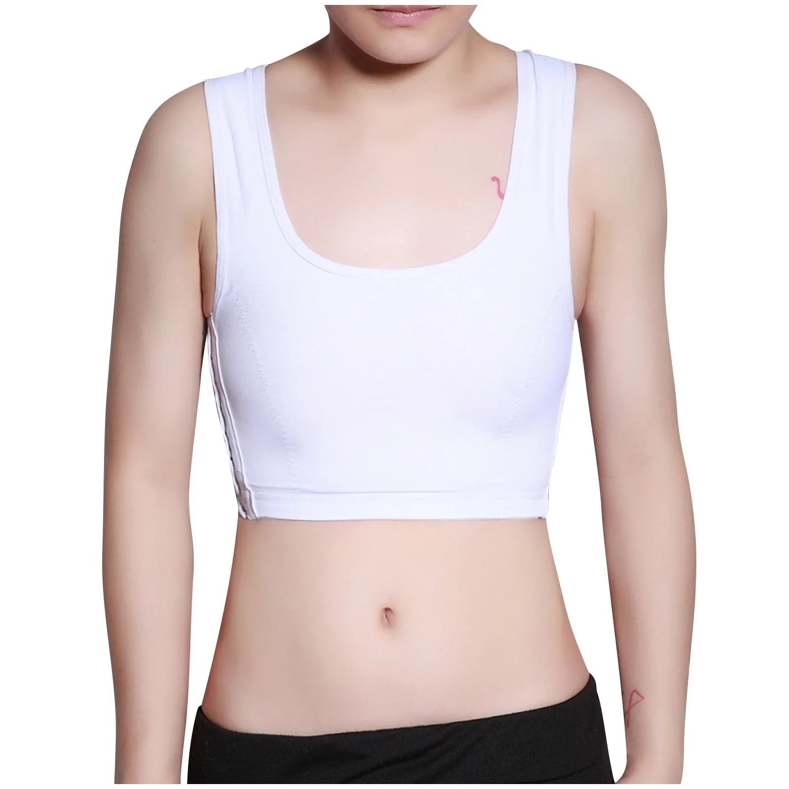 Women Solid Color Breast Side Buckle Short Chest Casual Tran Top Breathable Buckle Tops Casual Vest Breast Binder Tops Shapers plus size shapewear