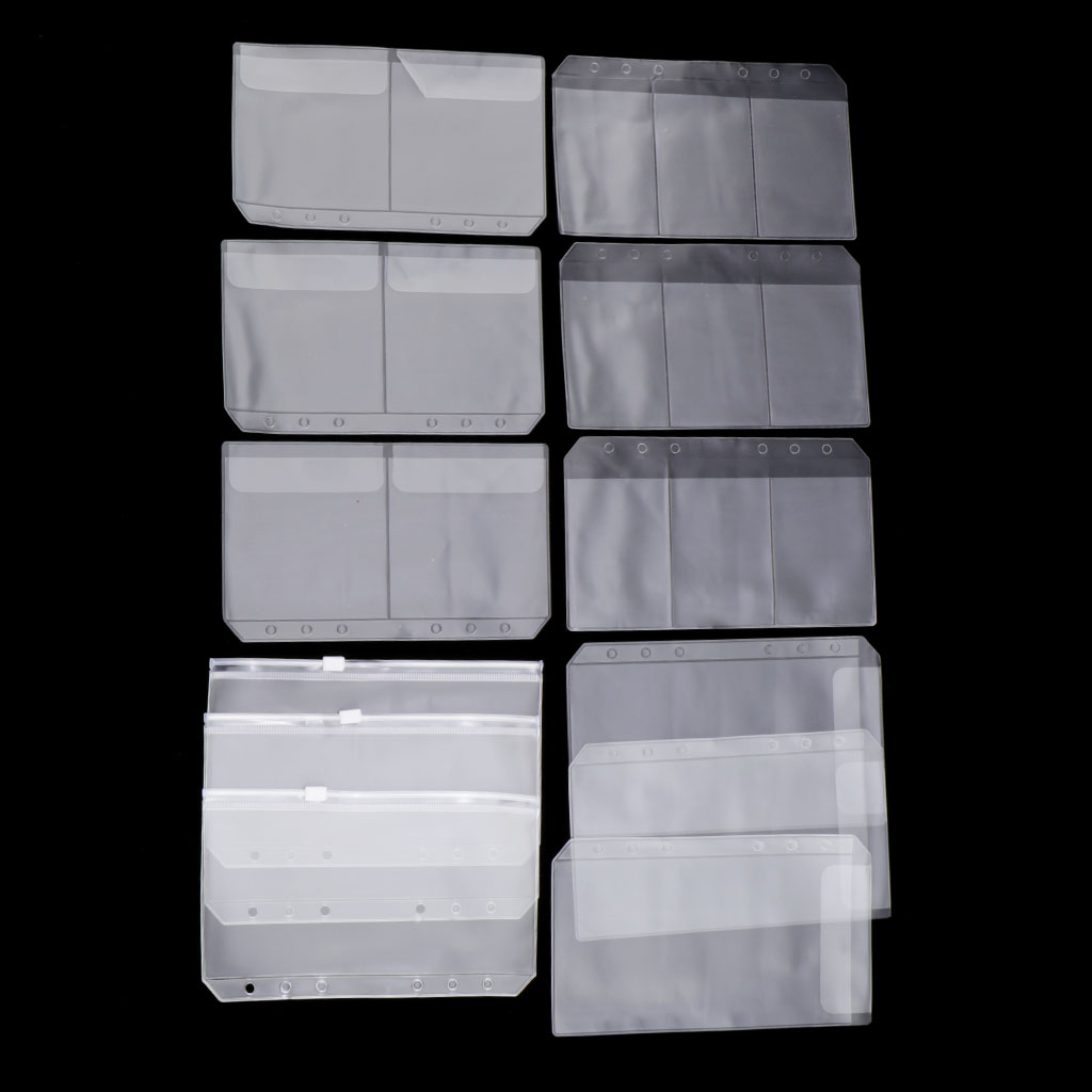 12 Pack Binder Pocket 6 Holes 5.12x3.15inch A6 Size Zipper Folders Provide Long-Term Protection for Documents Pictures