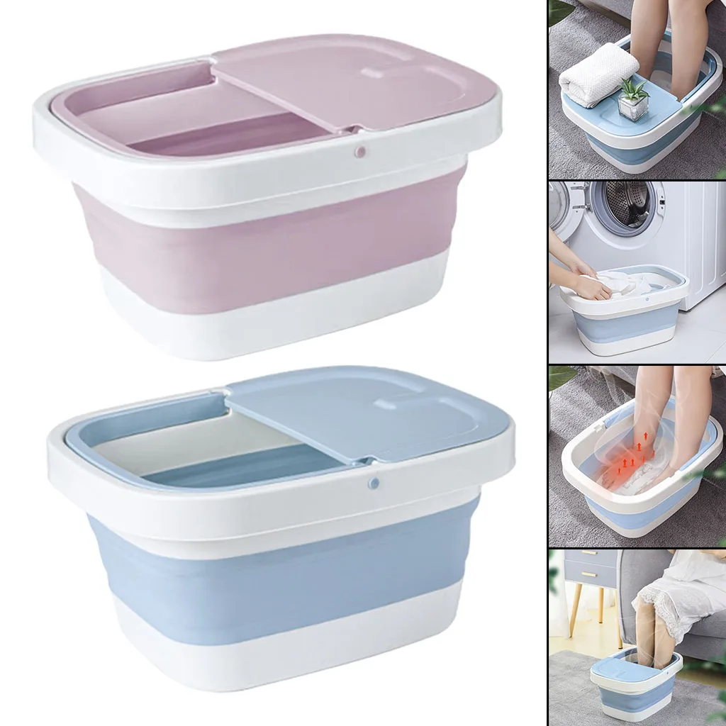 Foldable Foot Basin Soaking Bath Tub with Massage Roller Foot Bath Bucket Feet Soaker Spa Tubfoot Care for Camping Travel Home